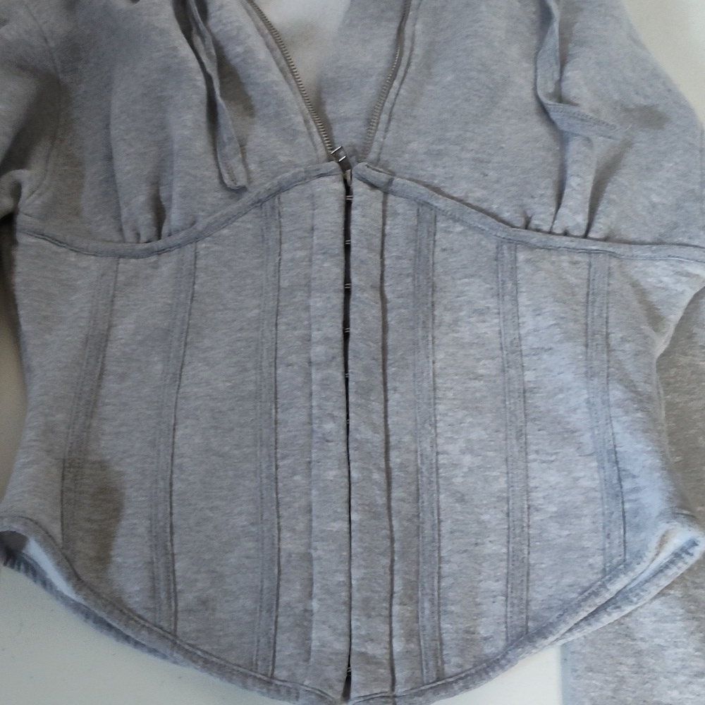 Missguided  Corset Hoodie Gray size 2 - Picture 5 of 6